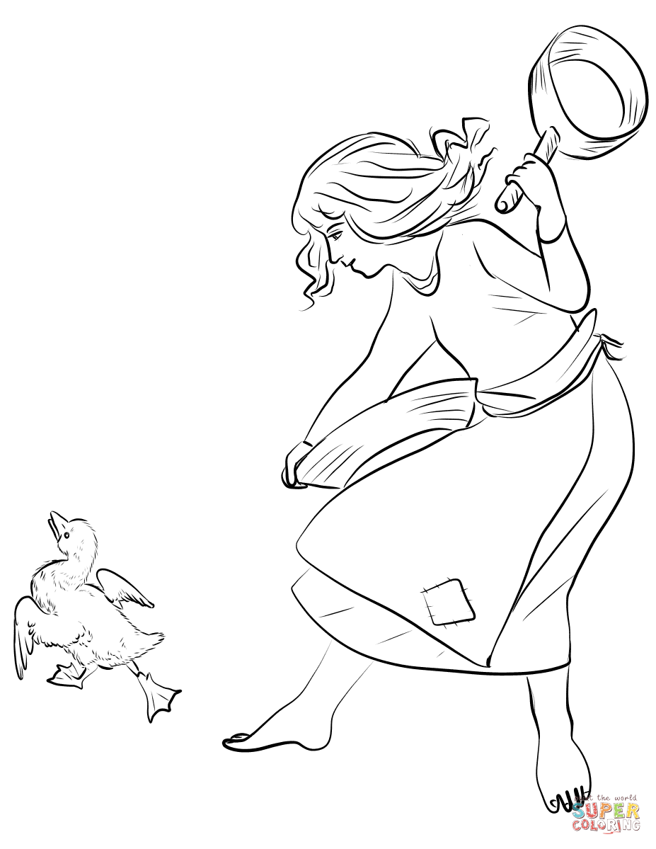 927x1199 The Poultry Girl Kicks The Ugly Duckling Coloring Page Free