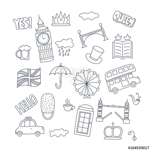 500x500 Hand Drawn Patch Badges With United Kingdom Symbols