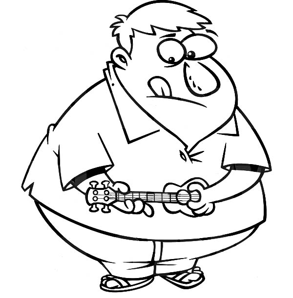 600x612 Fat Boy Try To Play Ukulele Coloring Pages