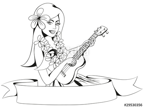 500x373 Vector Illustration Of A Hawaiian Girl With Ukulele Stock Image