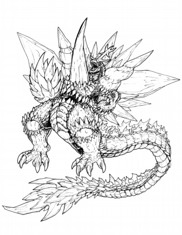 371x480 Ultimate Space Godzilla Coloring Page Free Printable Coloring Pages