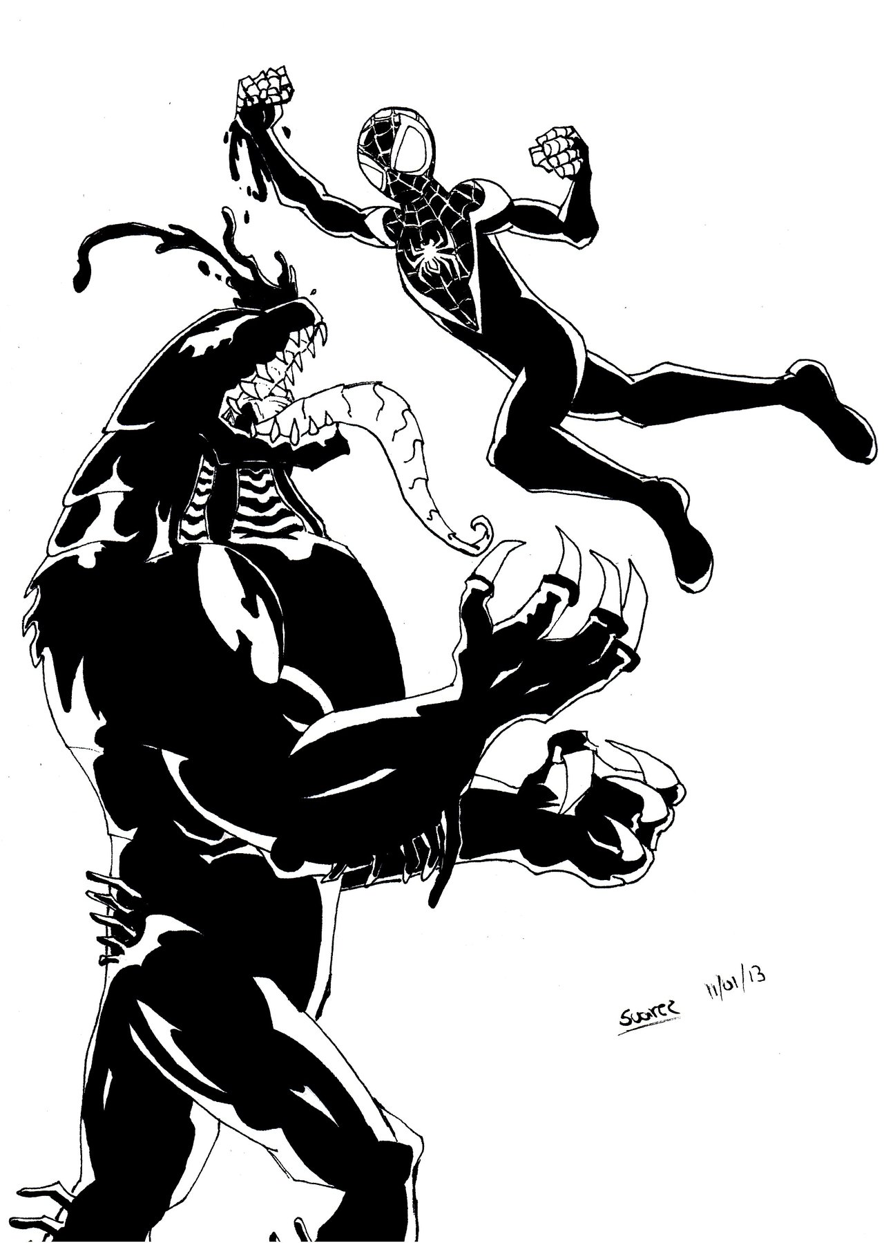 1280x1798 New Ultimate Spiderman Vs New Ultimate Venom Lines By