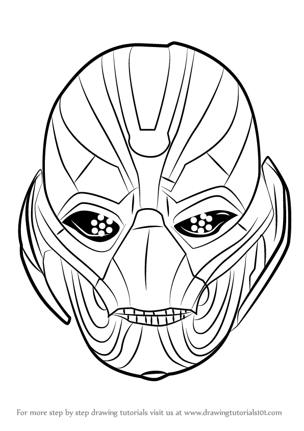 596x843 Learn How To Draw Ultron Face (Marvel Comics) Step By Step