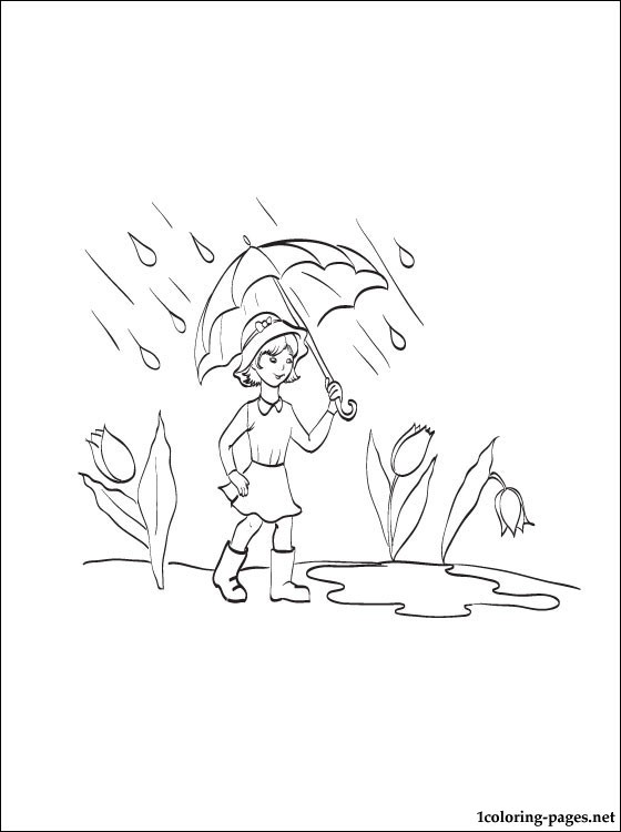 560x750 Girl With An Umbrella In The Rain Coloring Page Coloring Pages