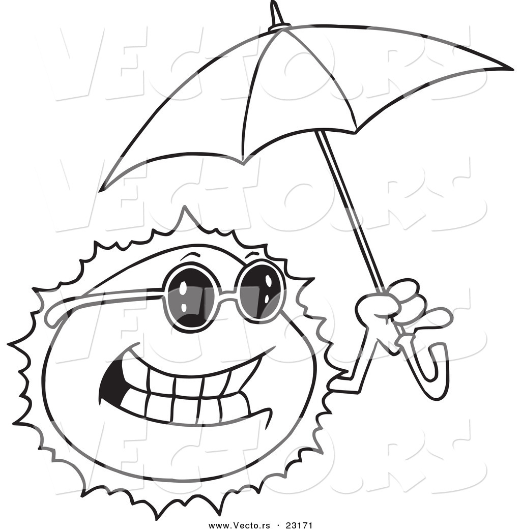 1024x1044 Vector Of A Cartoon Sun Holding An Umbrella