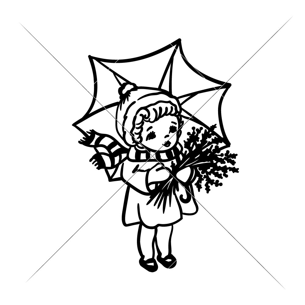 1000x1000 Vintage Girl With Umbrella