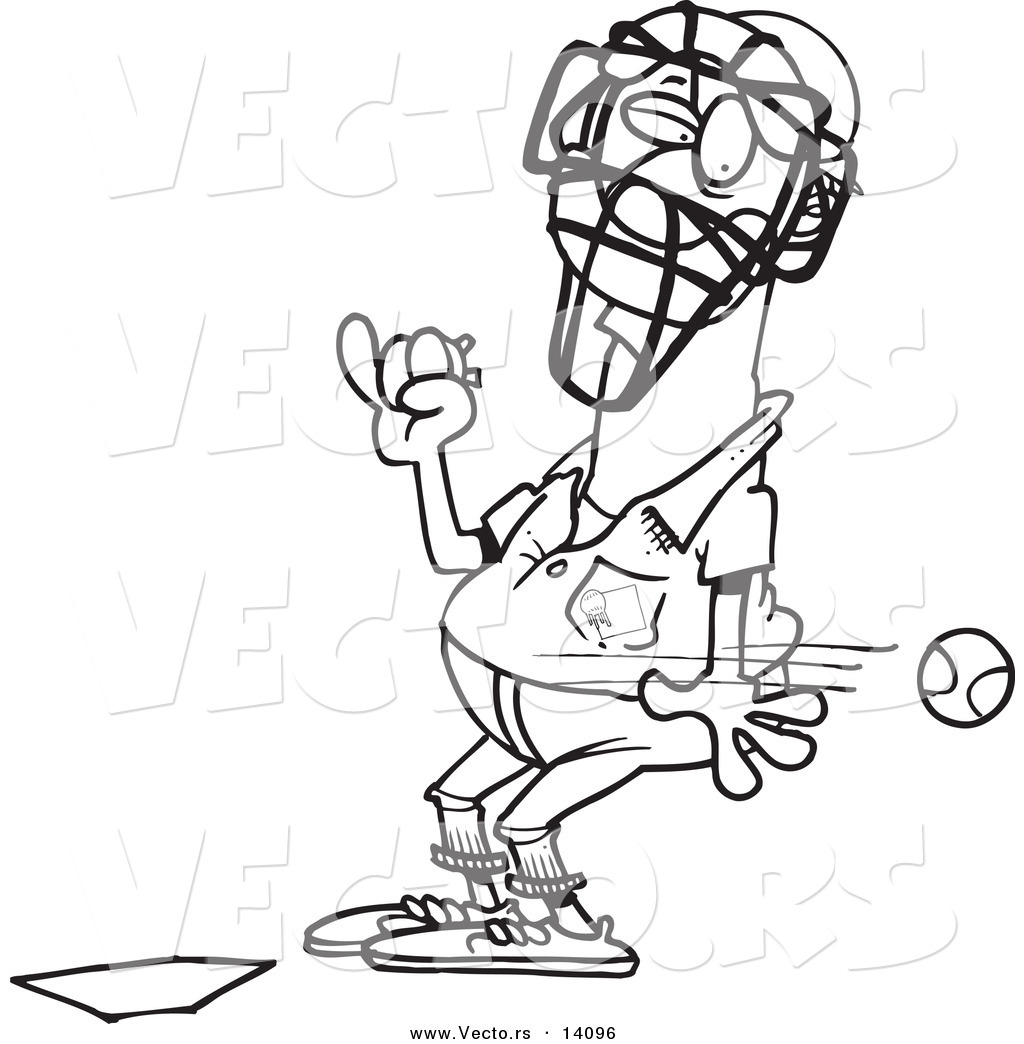 1024x1044 Vector Of A Cartoon Baseball Flying Past An Umpire