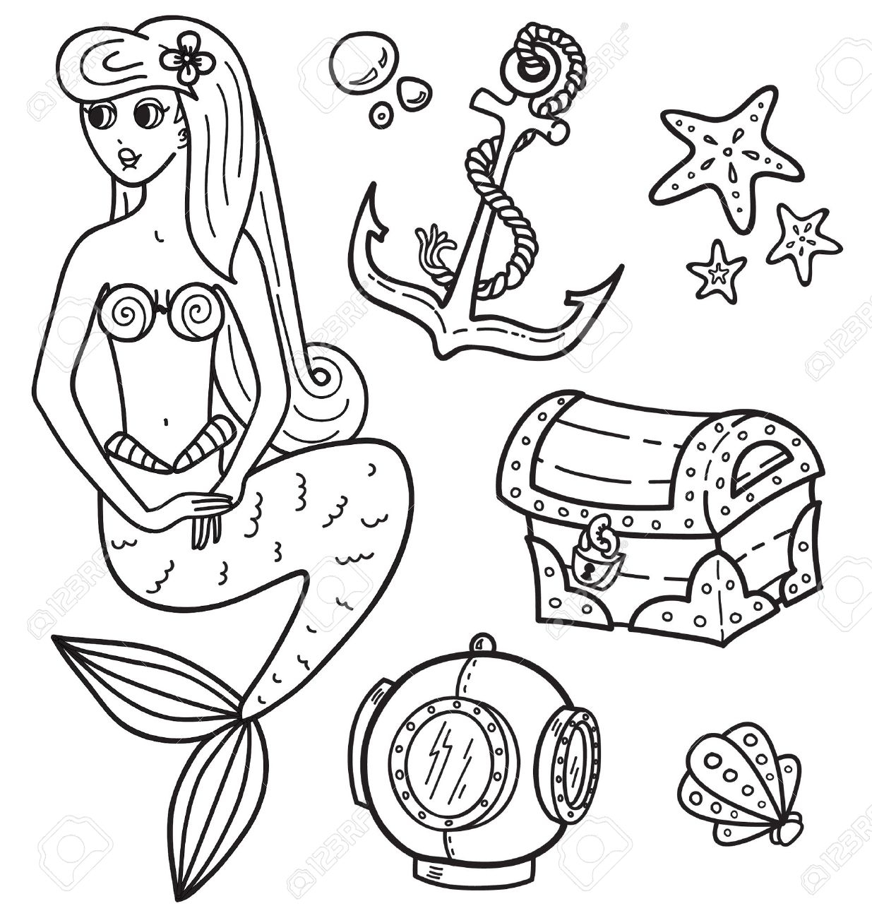 1235x1300 Under The Sea Drawings Memmaid Under The Sea Coloring