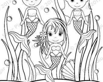 340x270 Mermaid Coloring Etsy