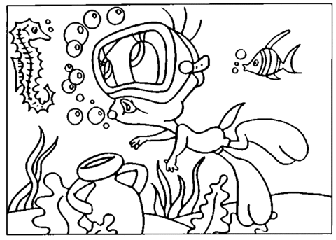 480x343 Tweety Is Under The Sea Coloring Page Free Printable Coloring Pages