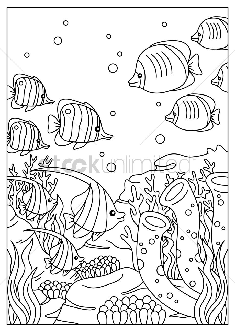 919x1300 Fishes Underwater Vector Image