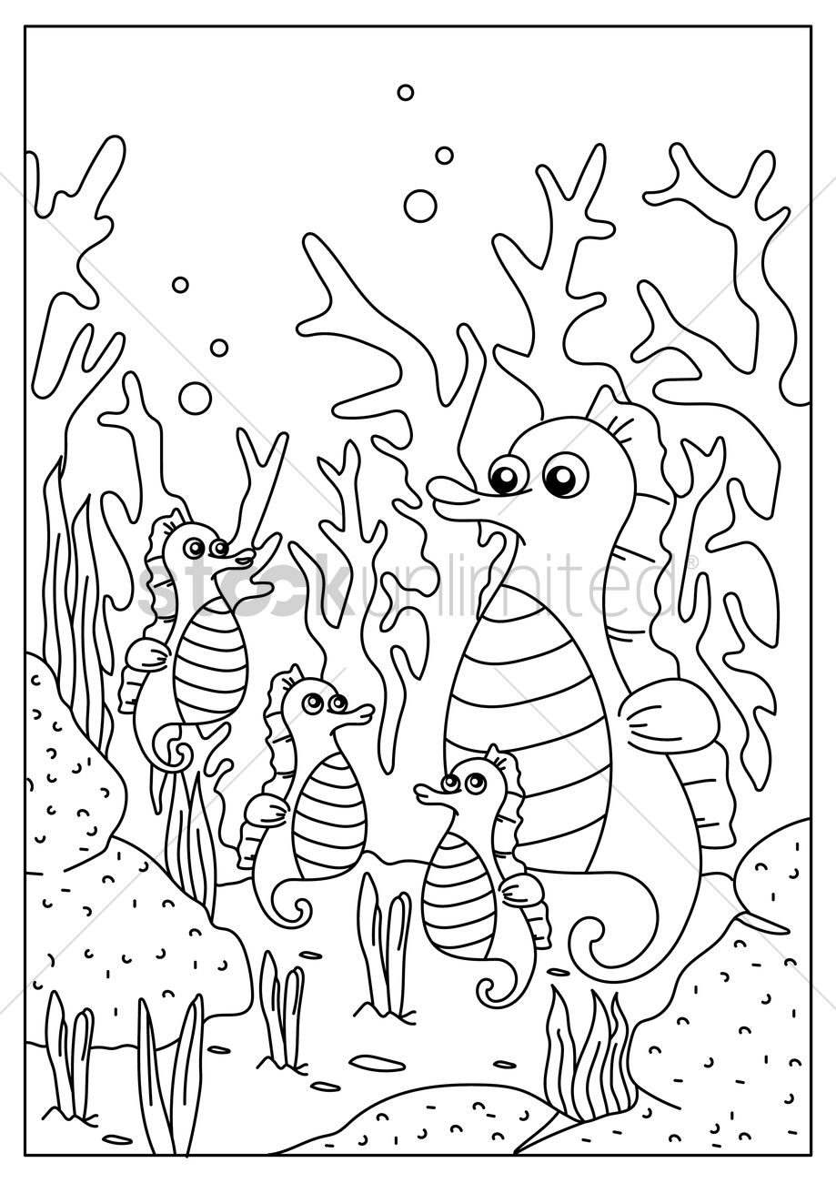 919x1300 Seahorse Underwater Vector Image