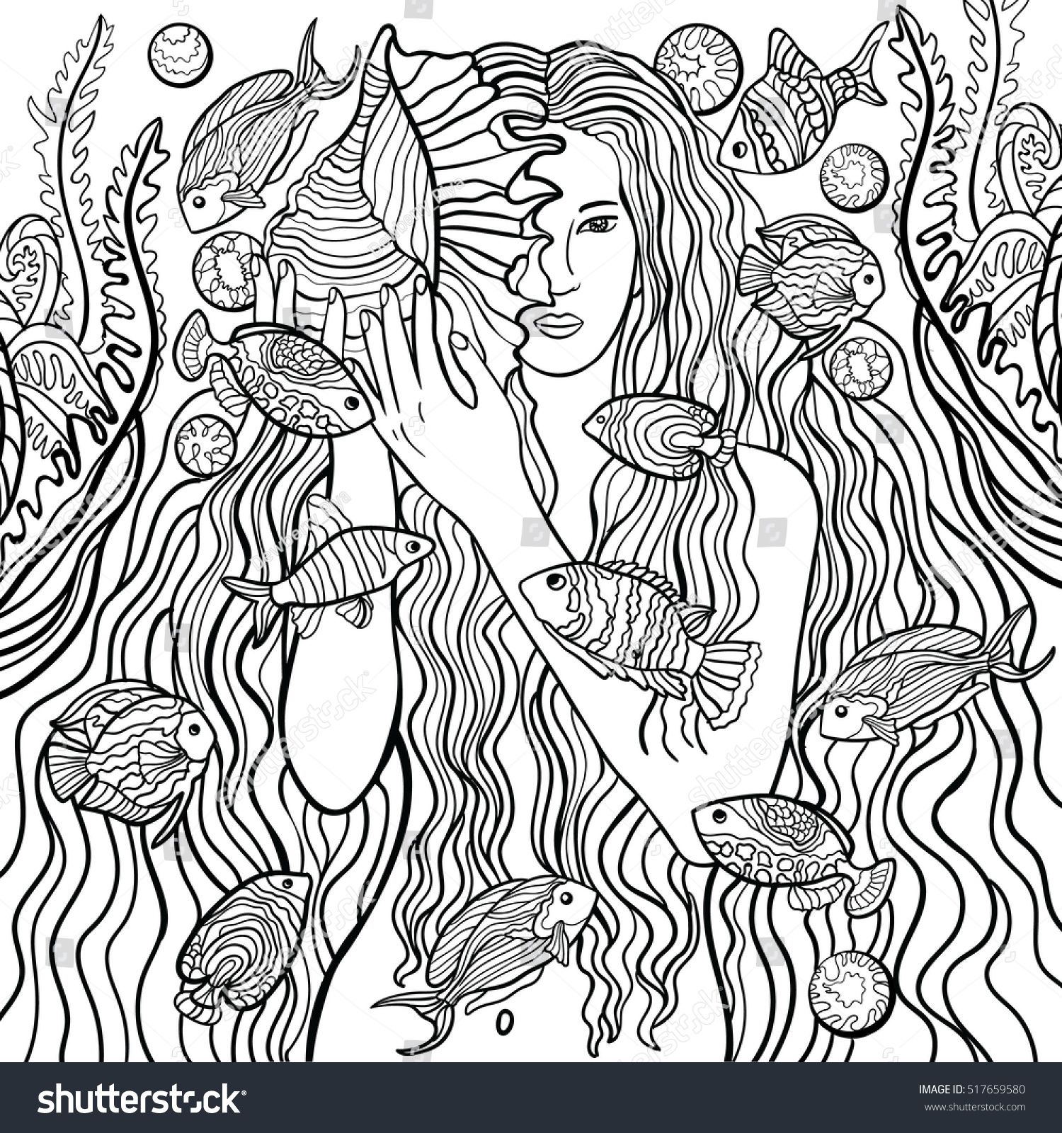 1500x1600 Beautiful Fashion Girl With Abstract Hair And Marine Design