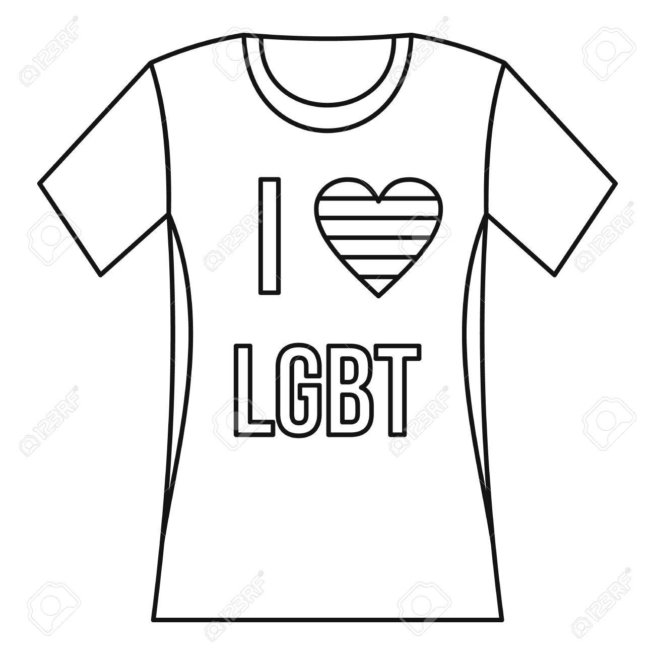 1300x1300 T Shirt I Love Lgbt Icon. Outline Illustration Of T Shirt I Love