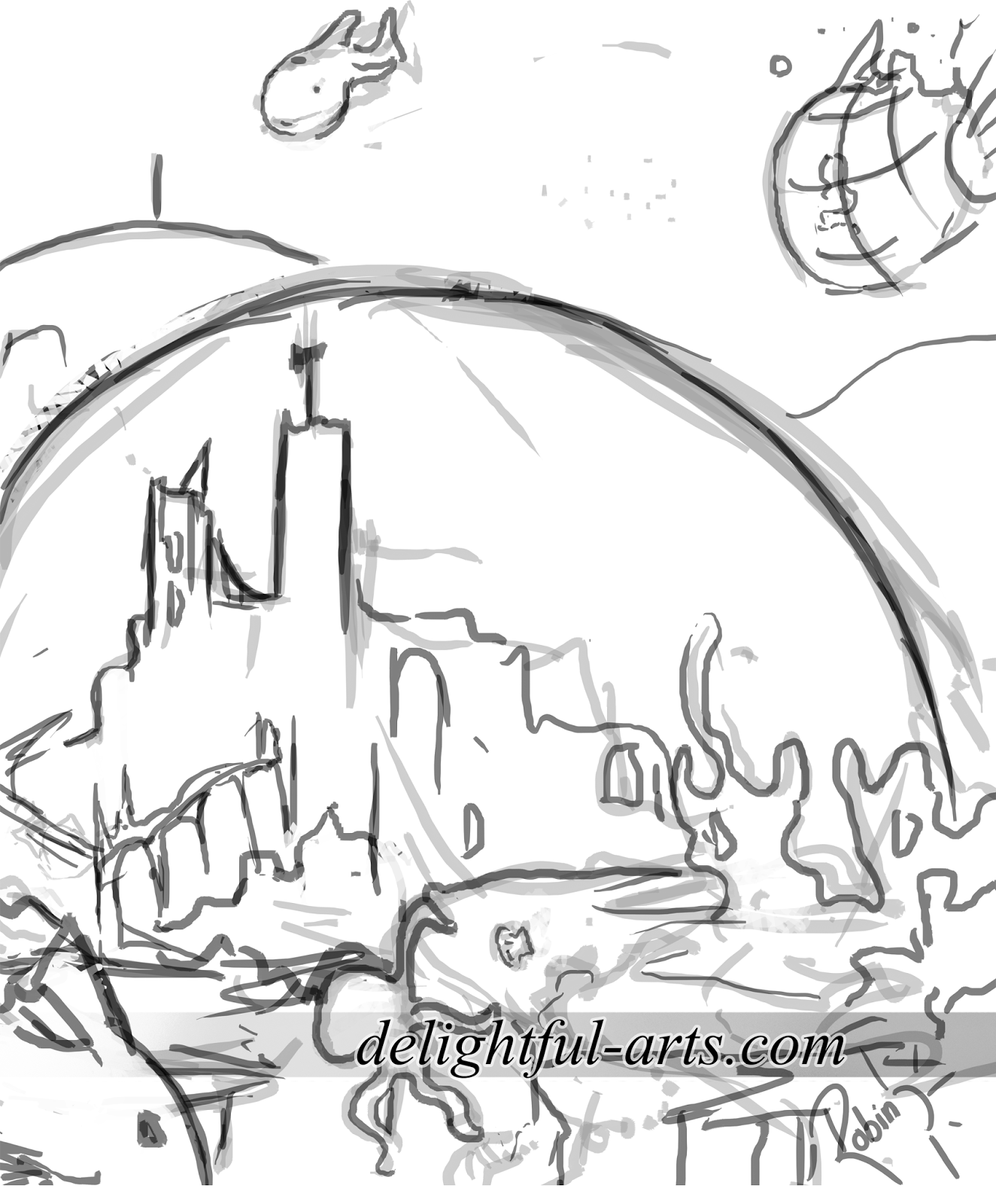 1324x1600 Delightful Arts Underwater City Sketch And Speedart