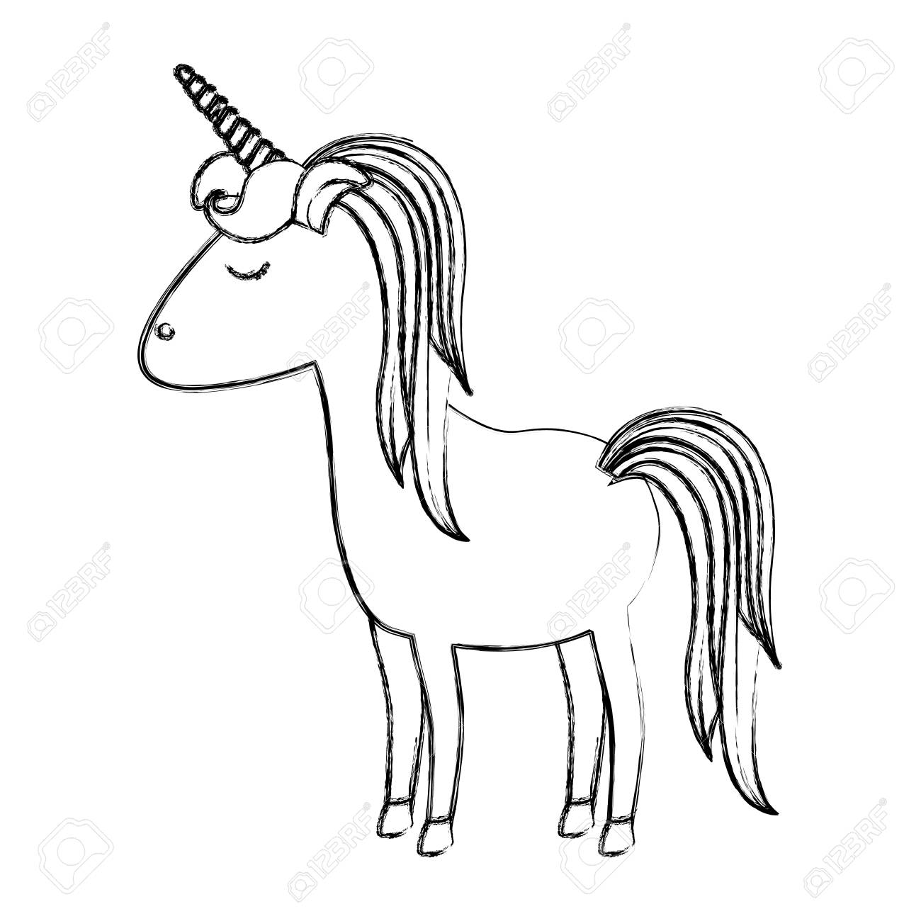 1300x1300 Monochrome Blurred Silhouette Of Cartoon Unicorn Standing