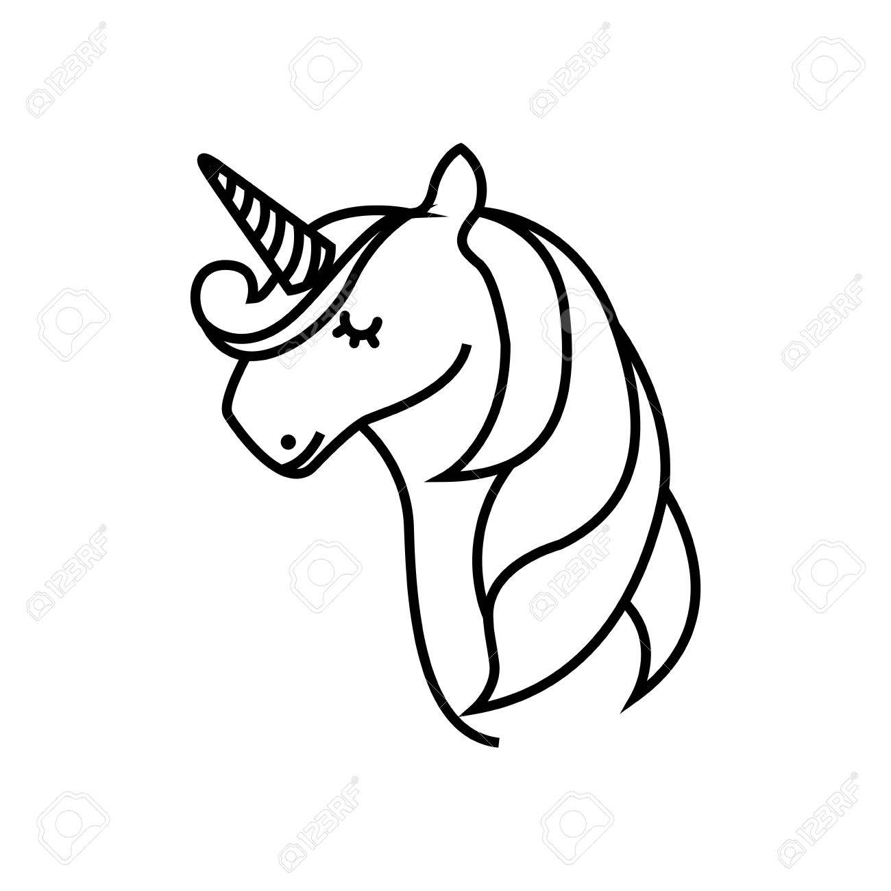 1300x1300 Drawing Cute Unicorn Icon Vector Illustration Design Royalty Free
