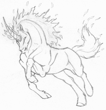 402x420 Running Flame Unicorn By Thetyro