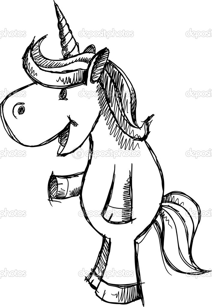 707x1023 Easy To Draw 2d Unicorns Cute Unicorn Sketch Doodle Vector