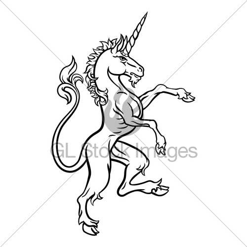 500x500 Heraldic Style Unicorn Drawing Gl Stock Images