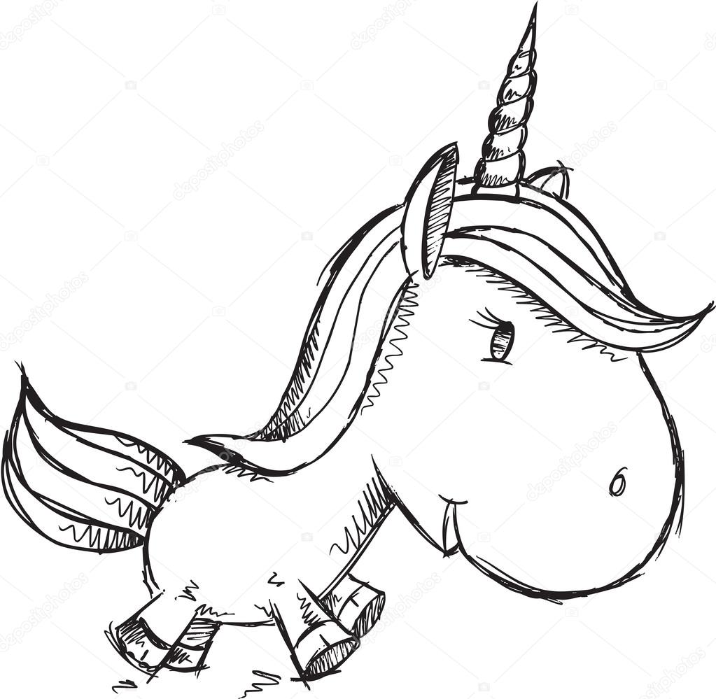1023x999 Sketch Doodle Unicorn Drawing Vector Art Stock Vector