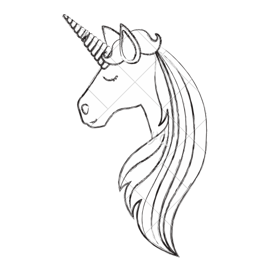 550x550 Unicorn Sketch Side View