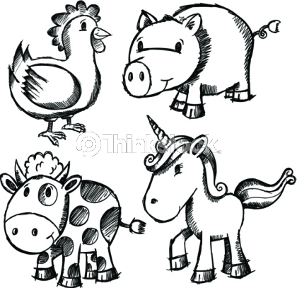 420x407 Doodle Sketch Animal Set