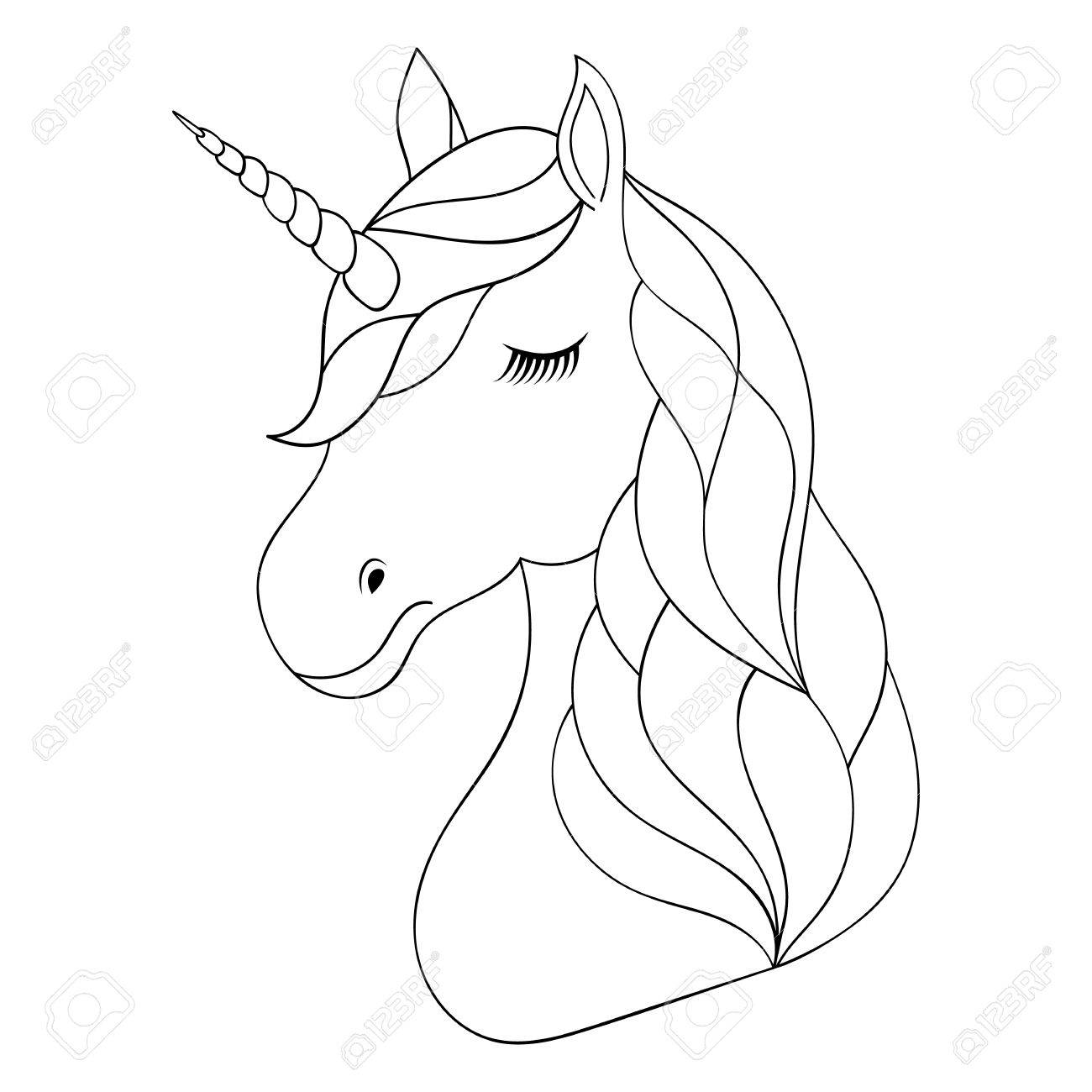 1300x1300 Head Of Hand Drawn Unicorn Royalty Free Cliparts, Vectors,