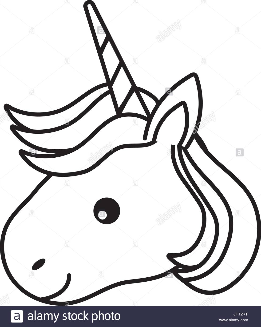 1110x1390 Line Cute Unicorn Head With Horn And Hairstyle Stock Vector Art