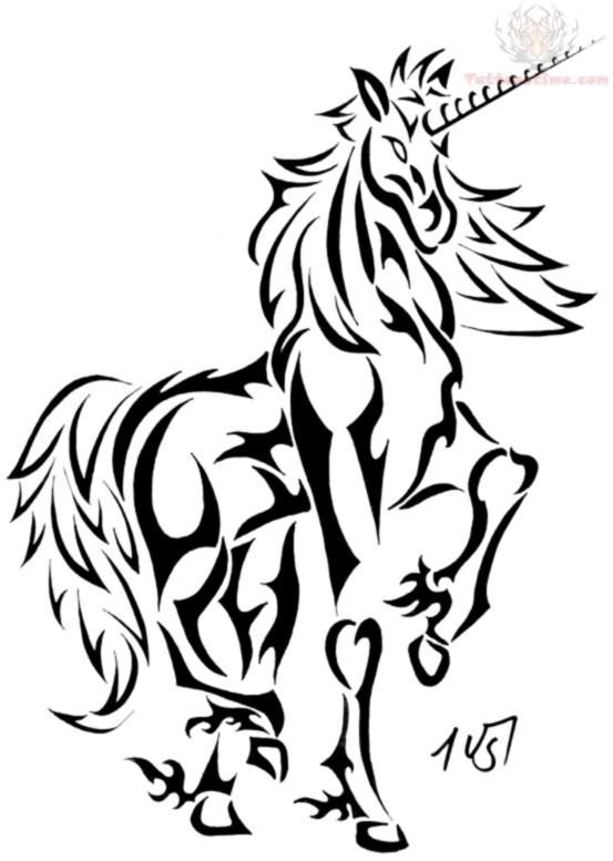 553x777 Collection Of Tribal Unicorn Head Tattoo Stencil