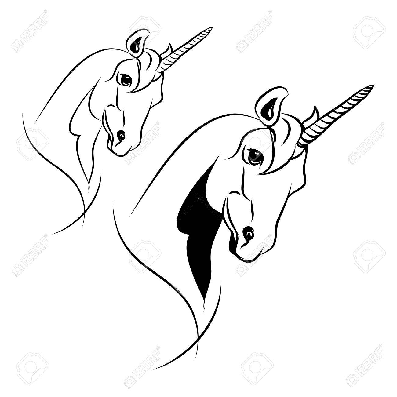 1300x1300 The Head Of A Unicorn On A White Background. A Mythical Horse