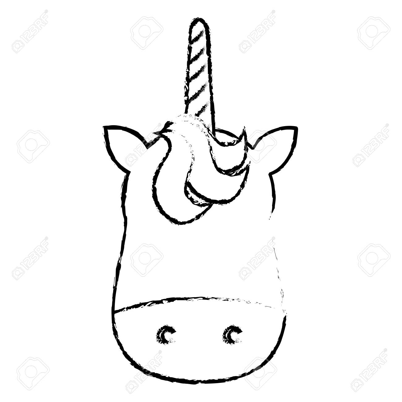 1300x1300 Unicorn Animal Horn Icon Vector Illustration Design Draw Royalty