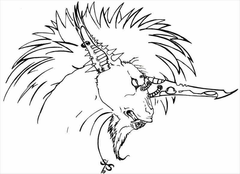 800x581 Free Line Art Demon Unicorn By Gloomshroom