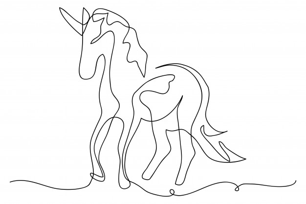 626x417 Continuous Line Drawing Of Unicorn Vector Premium Download