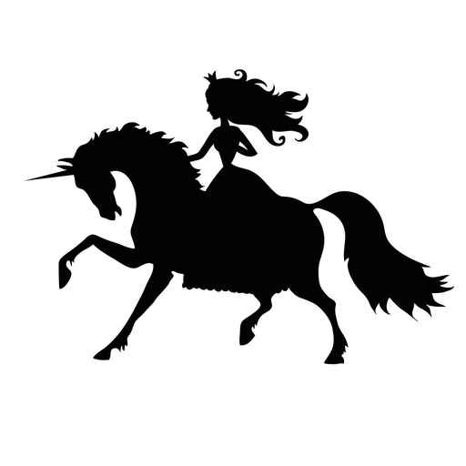512x512 Princess And Unicorn Silhouette Wall Decal Wallmonkeys