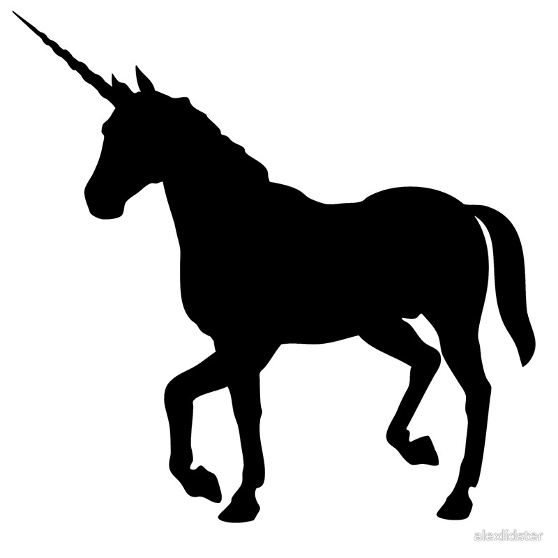 800x800 Black Unicorn Silhouette Drawstring Bags By Alexlidster Redbubble