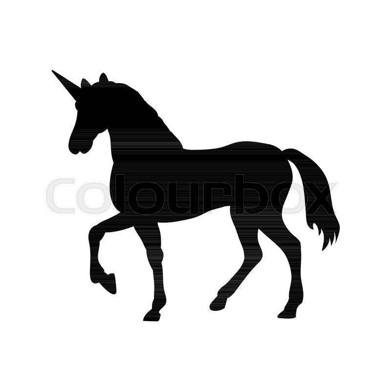 800x800 Unicorn Silhouette Mythology Symbol Fantasy. Vector Illustration
