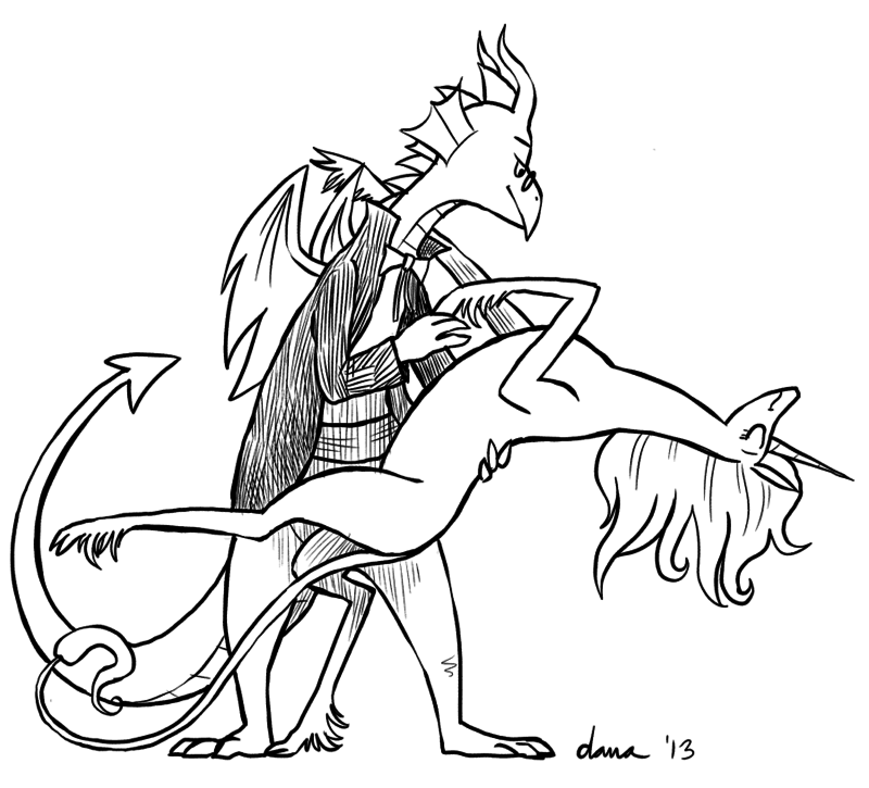 800x725 Dragon And Unicorn By Pedantia