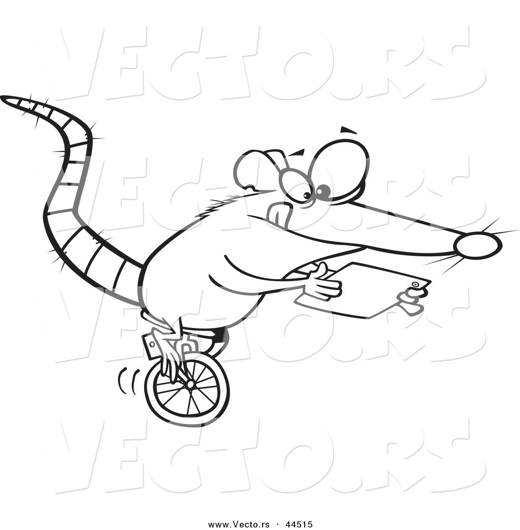 1024x1044 Vector Of A Cartoon Rat Riding A Unicycle And Using A Computer