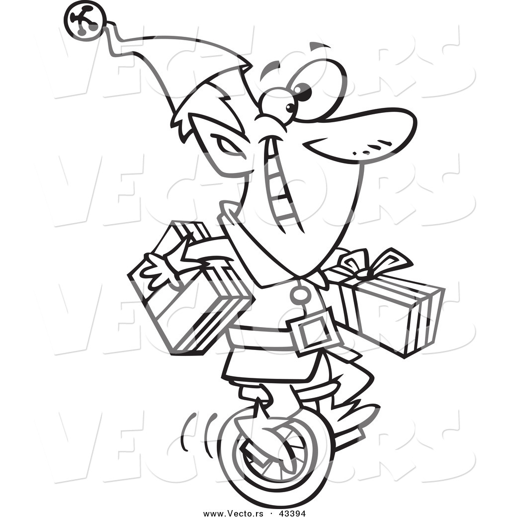 1024x1044 Vector Of Happy Cartoon Christmas Elf Carrying Gifts On