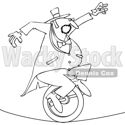 400x400 Of An Outlined Circus Man Riding A Unicycle On A Tight Rope