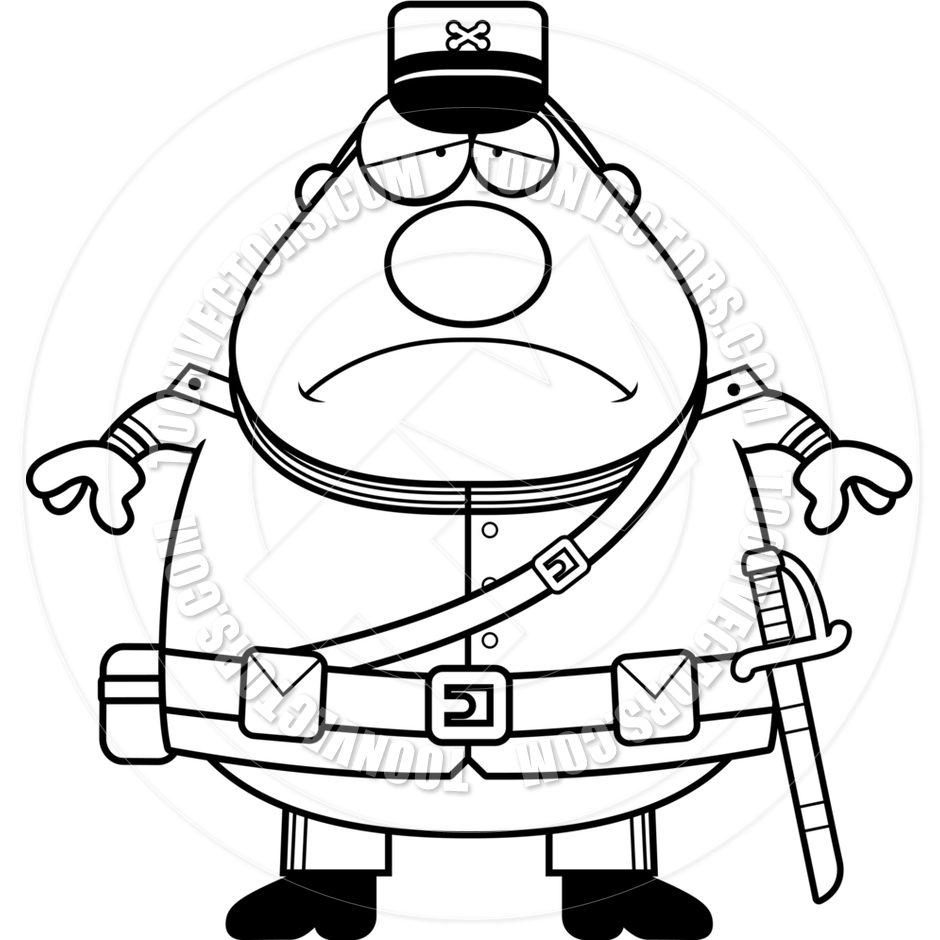 940x940 Cartoon Civil War Union Soldier Sad (Black And White Line Art) By