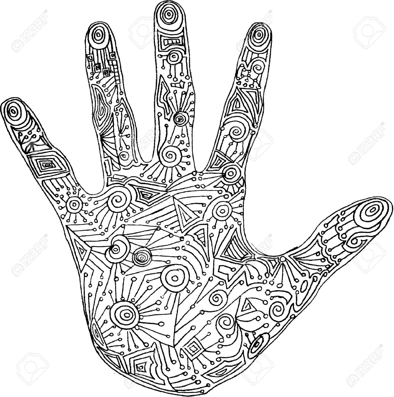 1289x1300 Vector Illustration Of Abstract Hand Unique Royalty Free Cliparts