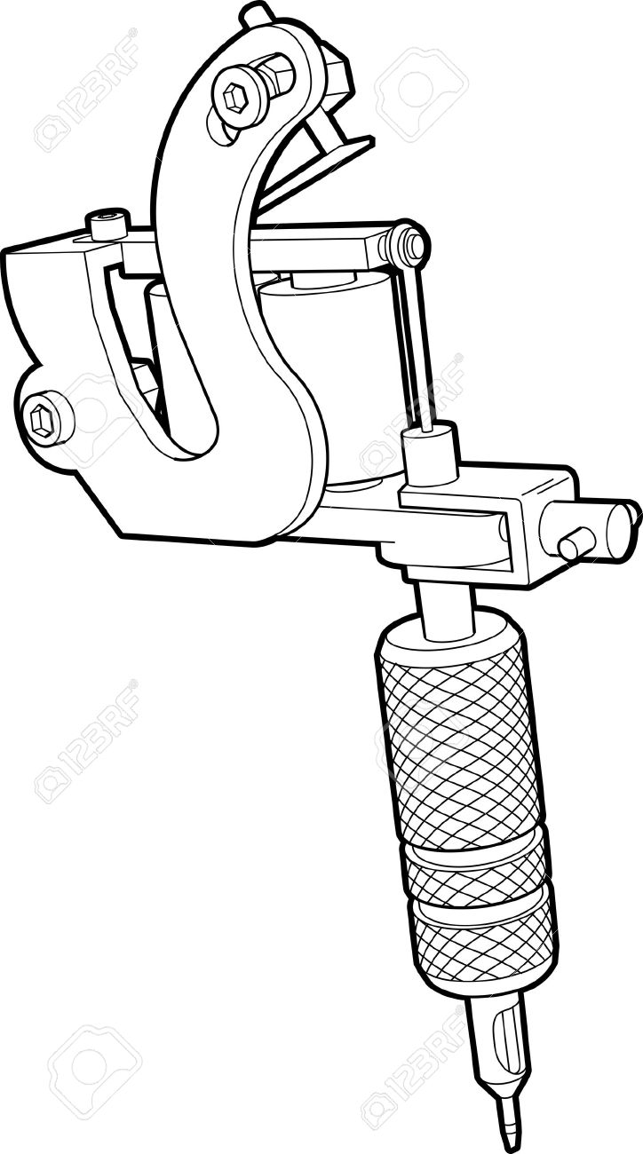 724x1300 Technical Drawing Of A Tattoo Machine. All Lines Converted