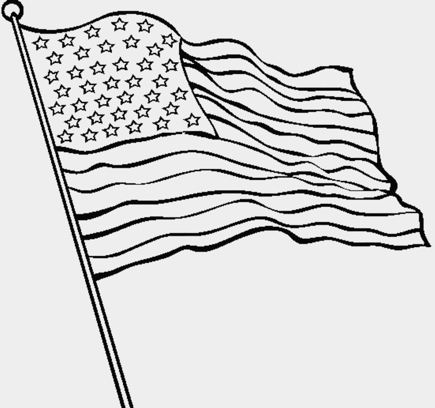 1440x1349 Lovely Waving American Flag Coloring Page