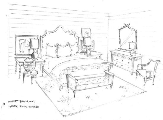 550x404 Guests Are Coming Interior Sketch, Sketches And Desks