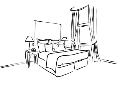 400x297 Animated Vector Illustration Artwork Of Hotel Room Interior Stock