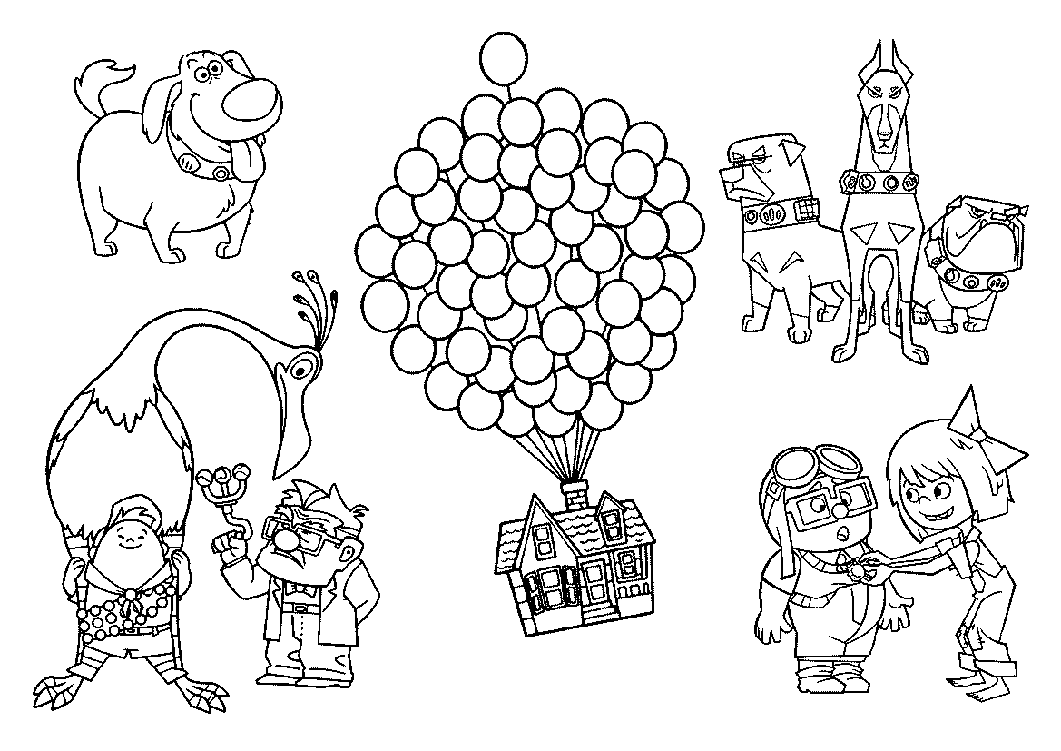 1169x827 Up House Coloring Page Russell And The Dog Coloring Page. Up
