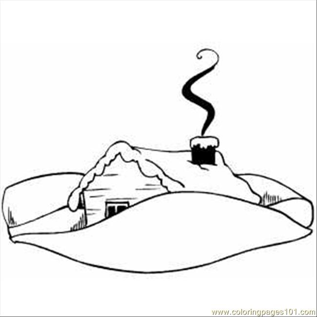 650x650 Winter House Coloring Page