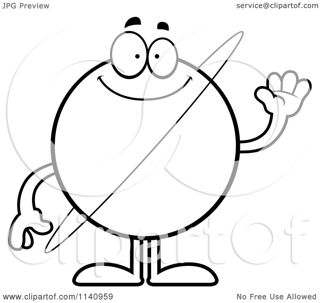 1080x1024 Cartoon Clipart Of A Black And White Waving Planet Uranus